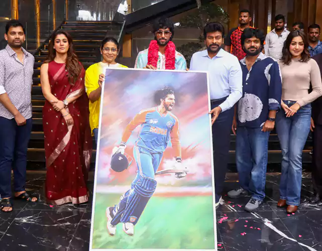 Cricketer Tilak Varma at Mana Shankara Vara Prasad Garu Movie Set